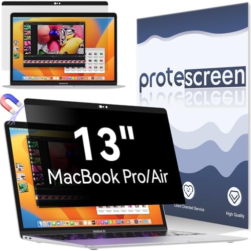Magnetic Privacy Screen Protector Compatible With MacBook Pro 13 Inch(2016-2022, M1, M2)/MacBook Air 13 in (2018-2021, M1), Removable Anti Spy Blue Light Glare Shield Laptop Privacy Filter by Protescreen
