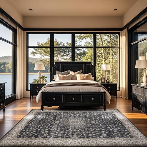 8x10 Washable Area Rugs for Living Room,Bedroom,Dining Room- Classic Black - Image 7