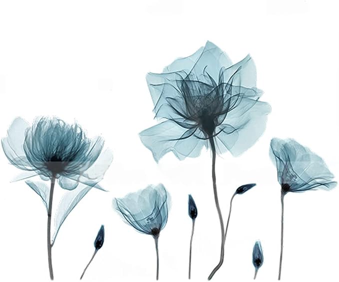 Blue Flower Wall Decals Peel and Stick Removable Decal Stick DIY Wall Stickers Murals Home for Bedroom Living Room Classroom Office - Image 2