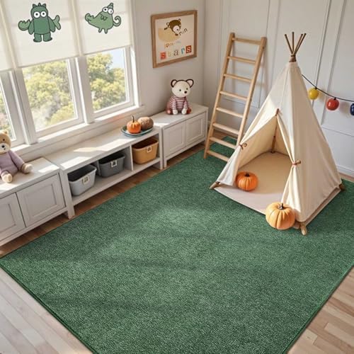 5x7 Green/White Area Rug Non-Slip Washable Soft for Living Room Bedroom - Image 5