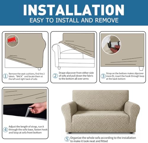 ZNSAYOTX 1 Piece Stretch Chair Cover with Arms (34"-44"), New Plaid Armchair Cover with Elastic Band for Living Room, Ultimate Soft Cozy Washable Chair Slipcover Form Fit Protector, Khaki - Image 4