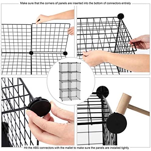 C&AHOME Wire Cube Storage, 8-Cube Organizer Metal C Grids Storage, Storage Bins Shelving, Modular Book Shelf, DIY Closet Cabinet Ideal for Living Room, Home, Office 24.8" L x 12.4" W x 48.4" H Black - Image 7
