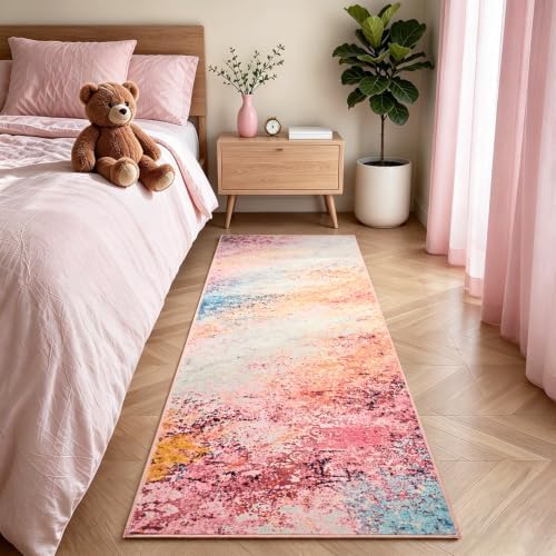 Toneed Washable 2x6 Non-Slip Abstract Runner Rug for Hallway Kitchen - Image 2