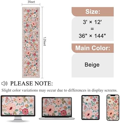 DUKINO 3x12 Washable Runner Rug, Long Hallway Runner Rug Non Slip, Beige - Image 2