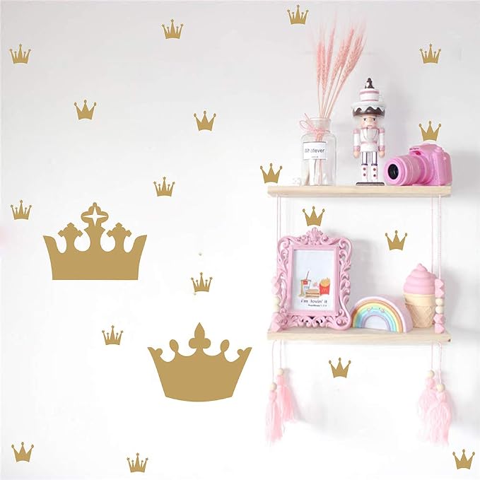 Crown Wall Decals for Girls Bedroom Kids Room Princess Wall Decor Stickers | Princess room decor, once upon a time party Decorations, peel and stick, removable vinyl art murals, for nursery baby bedroom - Image 5