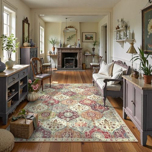 Lahome Moroccan Washable Rugs for Living Room, 4x6 Rug for Bedroom Non-Slip - Image 3