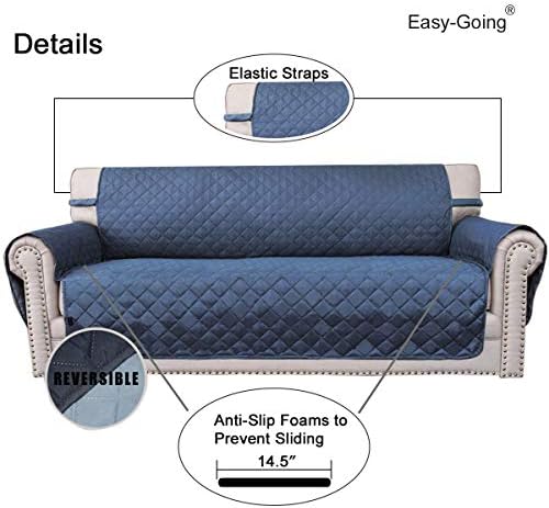 Easy-Going Reversible Couch Cover, 2 Cushion Sofa, Dark Blue/Light Blue - Image 3