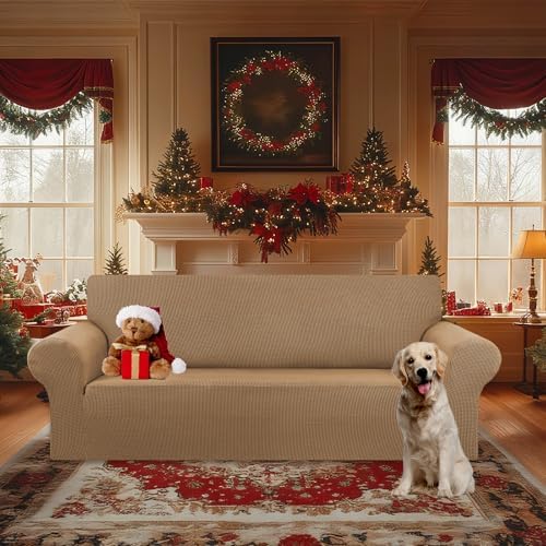 KEKUOU Stretch Oversized Couch Covers for Sofa Slipcover,Camel - Image 2