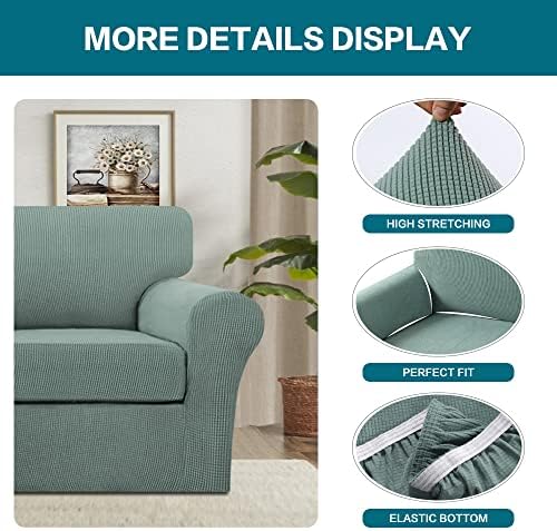 Turquoize 2 Piece Chair Covers Chair Slipcovers for Living Room Armchair Couch Cover Chair Sofa Cover with Individual Cushion Covers Furniture Cover for Chairs Feature Thick Fabric (Chair, Dark Cyan) - Image 4