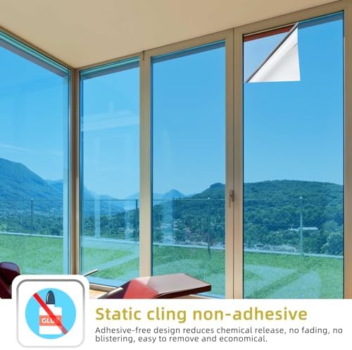 WPCTEV One Way Window Privacy Film, Mirror Tint, Light Blue,17.5In x 16.4Ft - Image 4