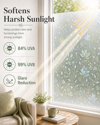 Decorative Privacy Window Film, Frosted Static Cling Glass Covering - Image 4