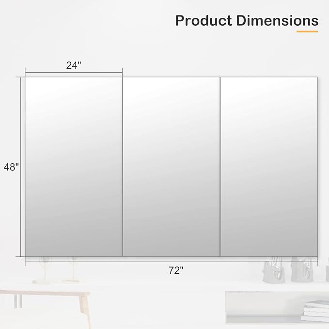 Home Gym Mirror 48"x24" 3PCS, Wall Mounted Frameless Tempered Glass Mirror - Image 5