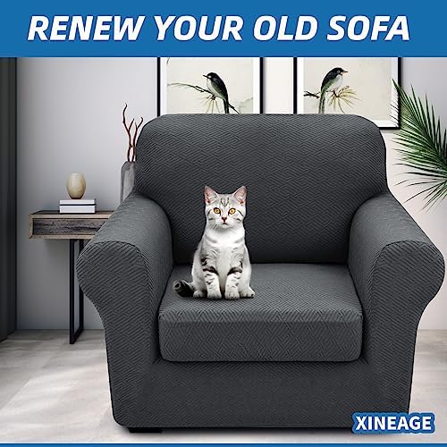 XINEAGE 2-Piece Stretch Armchair Sofa Cover, Washable Couch Covers for Dog - Image 4