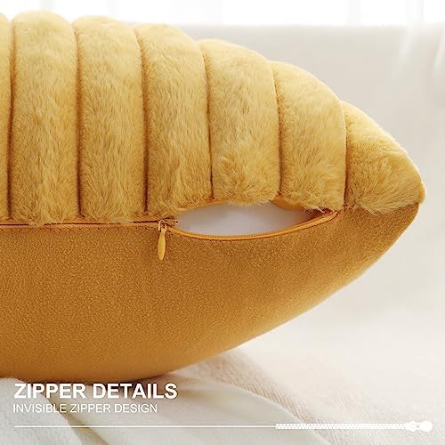 Pallene Faux Fur Decorative Throw Pillow Covers 22x22 Set of 2, Yellow - Image 4