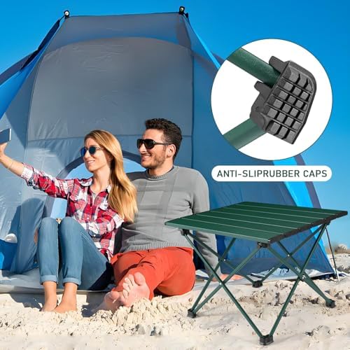 Tesouro Portable Camping Table,Folding Side Table Aluminum Top for Outdoor Cooking, Hiking, Travel, Picnic (Blackish Green-Large) - Image 7