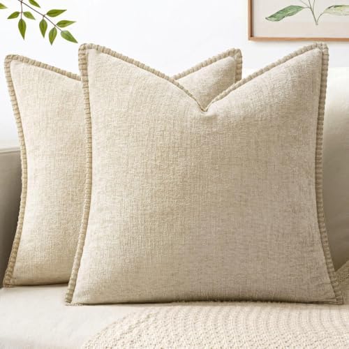 MIULEE Decorative Euro Sham Pillow Covers 26x26 Inch Beige 2 Pack by MIULEE