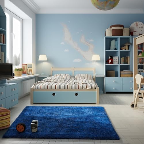 Ophanie Blue Rug, Boys 3x5 Rugs for Bedroom Royal Dark Blue Carpet Nursery Aesthetic, Kids Playroom Navy Area Rugs for Girls Teen Home Decor with Over 99 pcs Pile fibers - Image 3
