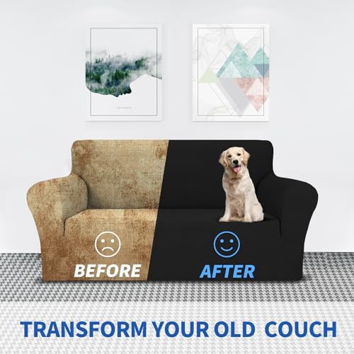 MAXIJIN Stretch Oversized Couch Covers for 3 Cushion Couch (91"-110"), 1-Piece Large Sofa Cover Slipcover Furniture Protector for Kids,Dogs (Extra Large, Diamond Pattern Black) - Image 4