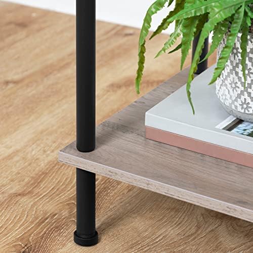 HOOBRO End Table, Small Side Table, Nightstand with 2-Layer Storage Shelves, Sofa Table for Small Spaces, Living Room, Bedroom, Stable Frame, Easy Assembly, Greige and Black BG09BZ01 - Image 5