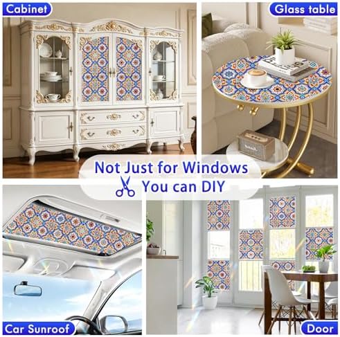 SOMWISE Rainbow Stained Glass Window Privacy Film,Heat Blocking Save Energy - Image 6