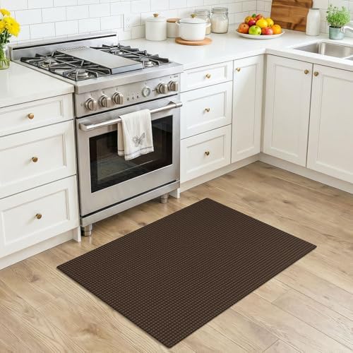 KOZYFLY Indoor Door Mat 2x3 ft Small Area Rugs Washable Front Door Mat Non Slip Rubber Backed Entryway Rug Cotton Entrance Doormat for Front Porch Bathroom Kitchen Bedroom, Brown/Dark Brown - Image 2