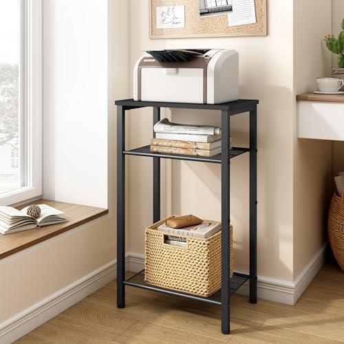 Hoctieon 2-Set 3 Tier End Table, Telephone Table Set of 2, Tall Side Table with Storage Set of 2, Small Nightstand for Small Spaces, Metal Frame, for Living Room, Bedroom, Sofa Couch, Black - Image 6