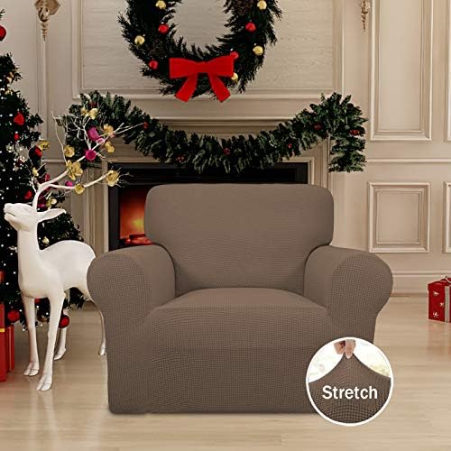 Easy-Going Stretch Chair Slipcover with Arm Washable Brown - Image 2