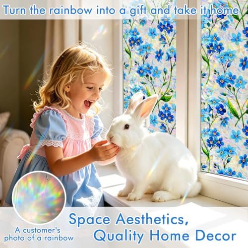 SOMWISE Rainbow Stained Glass Window Privacy Film,Heat Blocking Decor Cling - Image 3