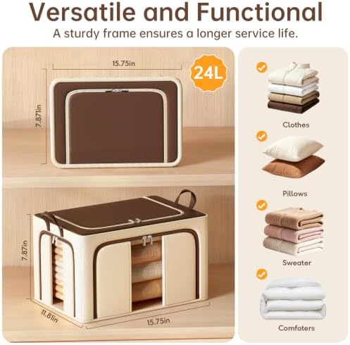 Clothes Storage Bins, Brown, 24L, 3 Openings - Image 3