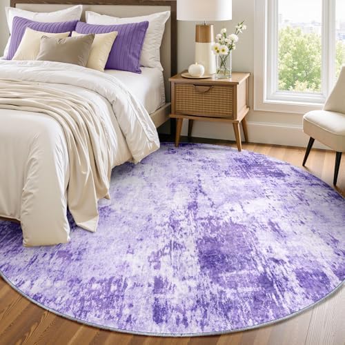 RELEANY Washable Round 6ft Area Rug for Living Room Purple by RELEANY