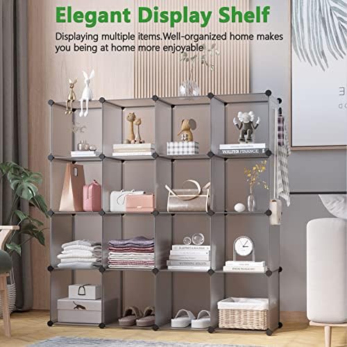 C&AHOME 16 Cube Storage Organizer Cube Shelves Units Storage Cubes, Grey - Image 4