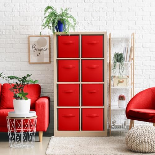 Sorbus Fabric Storage Cubes, 8 Pack, with Handles (13 Inch, Red) - Image 6