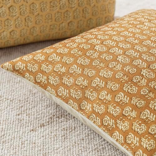Foindtower Decorative Floral Print Throw Pillow Covers 20×20 Golden Orange - Image 3