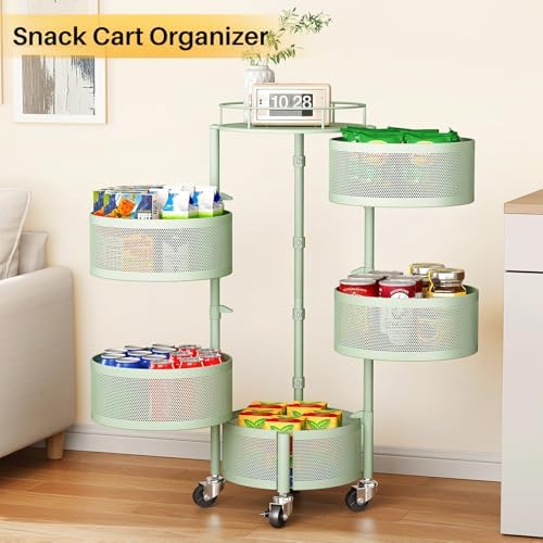 SNTD 5-Tier Fruit and Vegetable Basket Bowls for Kitchen, Rotating, Green - Image 5