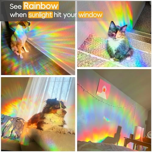 Rainbow Window Privacy Film Decorative Window Sticker, 3D Static Stained Glass Cling Tint for Home Heat Control Non-Adhesive, 17.5 x 78.7 inches - Image 6