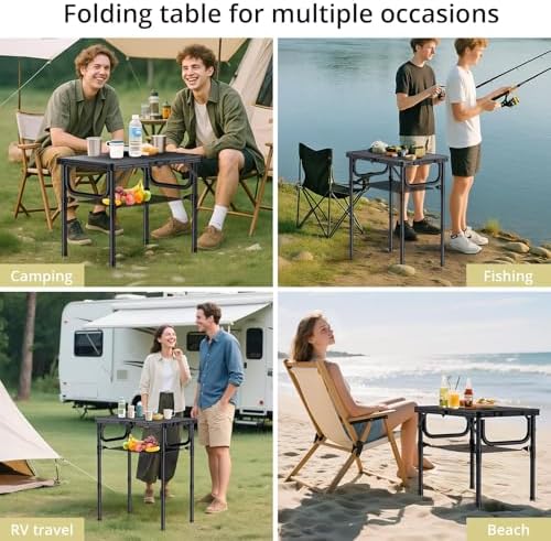 Anbte Folding Camping Table, 24"X 16" Adjustable Height Small Folding Table - Image 5