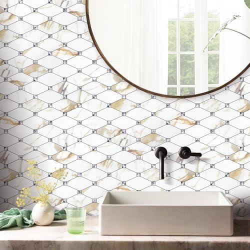 STICKGOO 10 Sheets Peel and Stick Backsplash, Calacatta Golden - Image 5