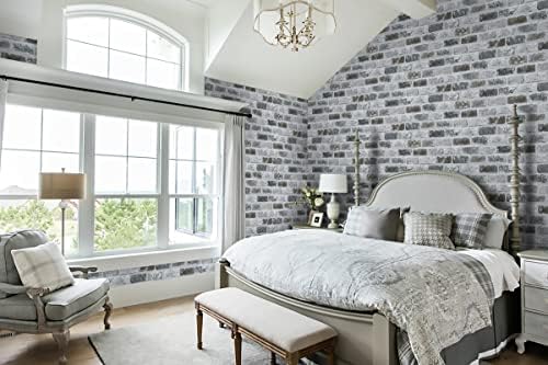 Guvana 17.3"×394" Brick Wallpaper Grey Self Adhesive Wallpaper 3D Brick Peel and Stick Wallpaper Removable Contact Paper Brick Textured Vintage Wall Paper for Kitchen Accent Wall Decor | Grey Self Adhesive Wallpaper Removable Contact Paper Brick Textur... - Image 4