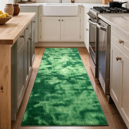 2x6 Tie-dye Green Runner Rug Non-Slip Washable for Hallway Kitchen Bedroom - Image 7