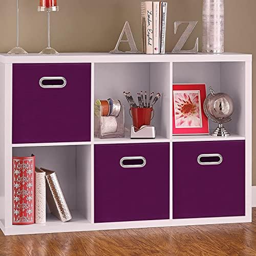 Fabric Cloth Storage Bins,Fabric Cube Bins Organizer with Dual Handles Foldable Cube Storage Baskets for Home Bedroom Storage,Set of 3,(Purple) - Image 3