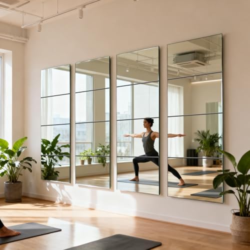 4 Pack Acrylic Mirrors for Wall,10×10Inch Self Adhesive Frameless Small Mirror Tiles, Flexible Plastic Mirror Sheets for Bedroom Home Gym Door (4Pcs 10×10inch) - Image 3