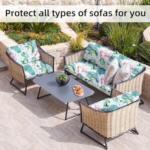 8 Pcs Outdoor Cushion Covers, Patio Sofa Cushion Covers Replacement - Image 5