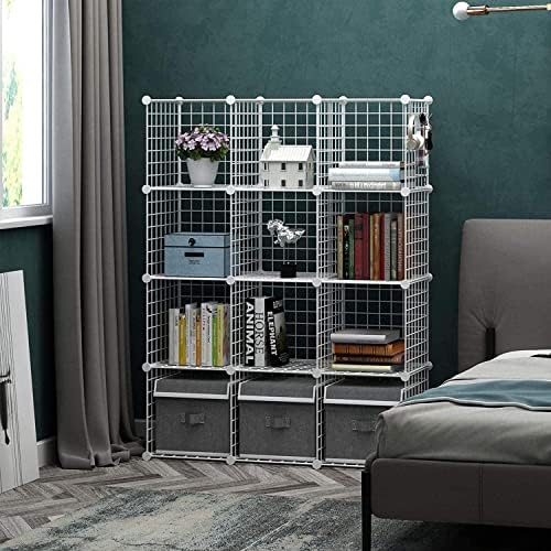 C&AHOME Wire Cube Storage, 12-Cube Storage Organizer Metal, C Grids, White - Image 2