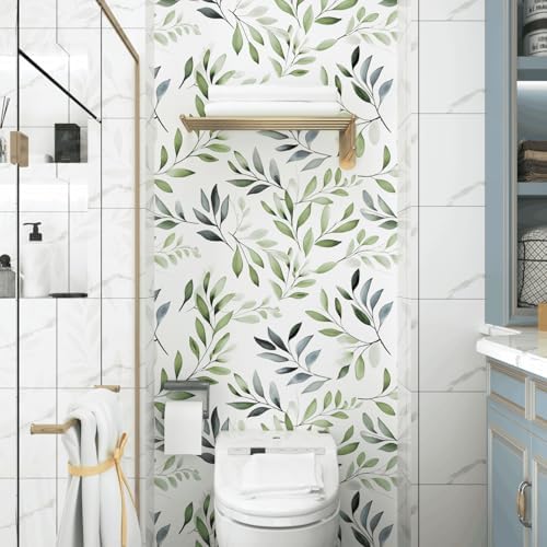 Danodoi Sage Green Vintage Leaf Peel and Stick Wallpaper 17.5" x 787" | Waterproof Vinyl Self Adhesive Removable Renter Friendly Floral Contact Paper - Image 3