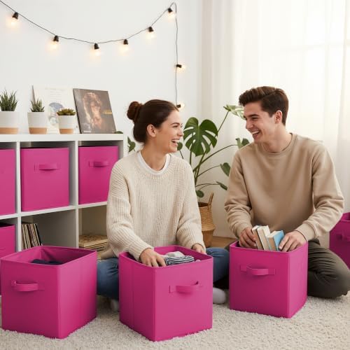 GRANNY SAYS 11 Inch Cube Storage Bin, Cube Organizer Bins, Rose Red, 6-Pack - Image 3