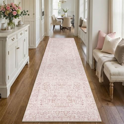 Rugxara 2'6" x 8' Pink Vintage Runner Rug for Hallways Kitchen - Image 3