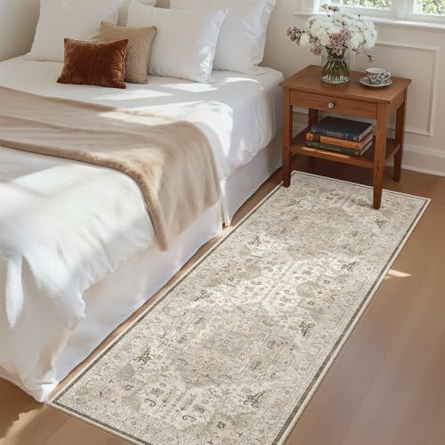 Madane Washable Runner Rug 2x6 Runners for Hallways Non Slip, Ivory/Brown - Image 5