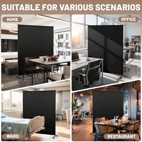 5*6FT Single Panel Room Divider/ Privacy Screen with Caster Wheels & Brakes - Image 6