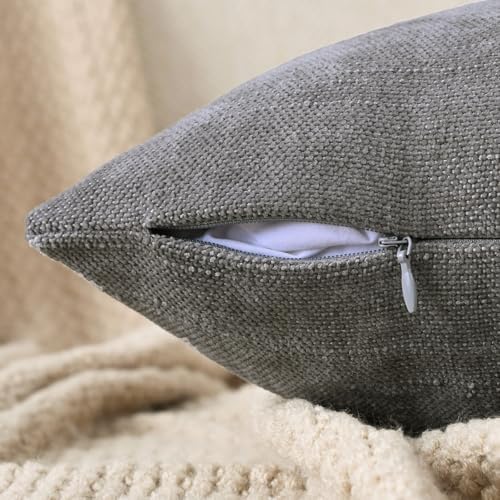 Set of 4 Soft Textured Decorative Throw Pillow Covers 18x18 Inch Cozy Farmhouse Cushion Cover Square Accent Pillow Cases for Bed Couch Sofa Living Room, Grey - Image 3