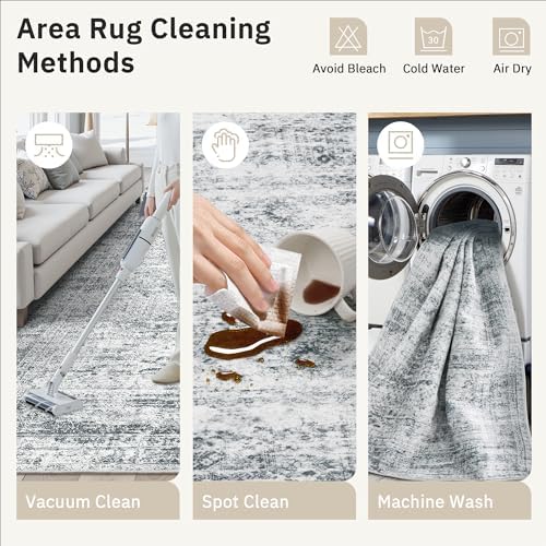 Soalmost 10x14 Area Rugs for Living Room Washable Rug Non-Slip Grey - Image 6